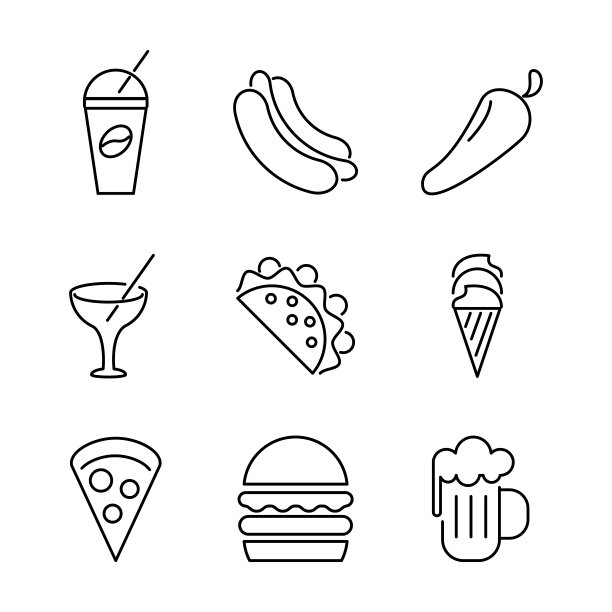 食物黑白图标图片下载