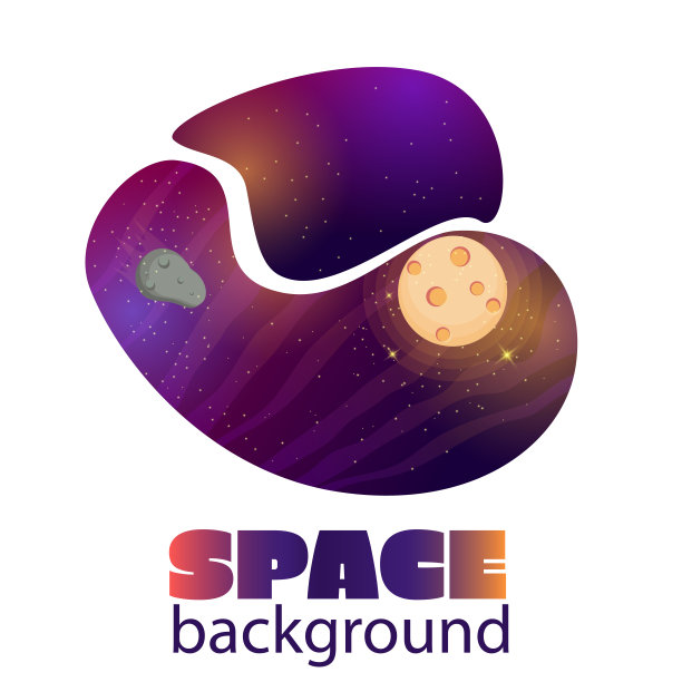 卡通色彩的空间背景。不明飞行物objekt空间。向量空间说明。图片下载