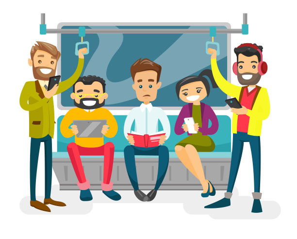 坐地铁的白人图片下载