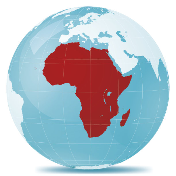 非洲红色高光地球蓝色白色图片下载