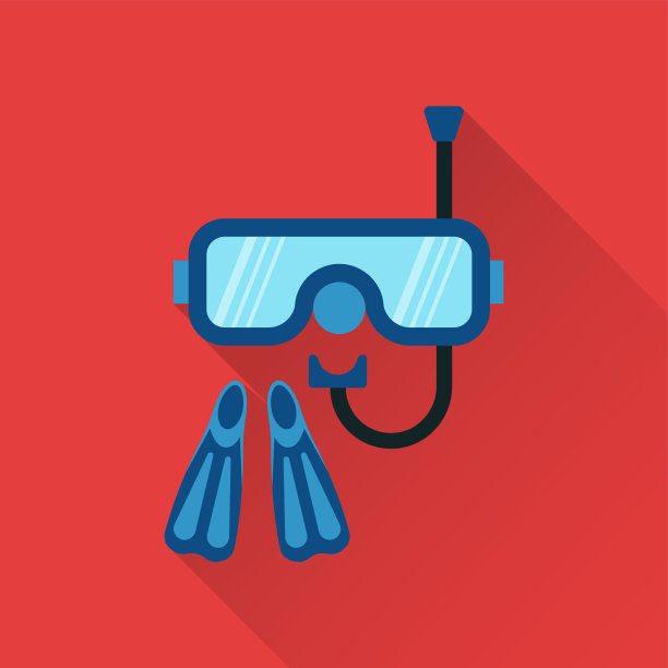 裂谷游泳面罩和托盘平面图标图片下载