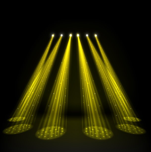 黑色背景上的金色聚光灯图片下载