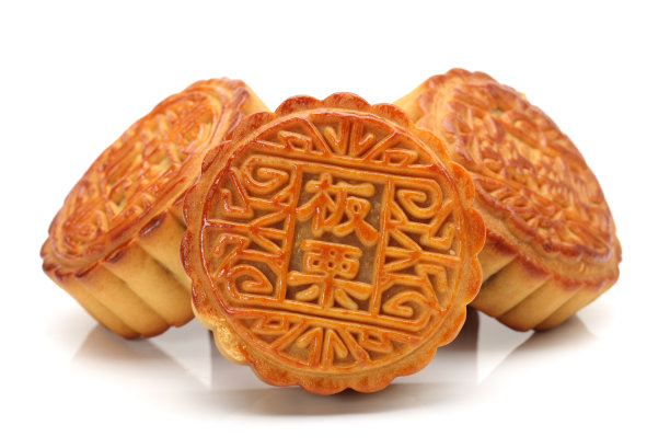白色背景下的中国月饼素材图片