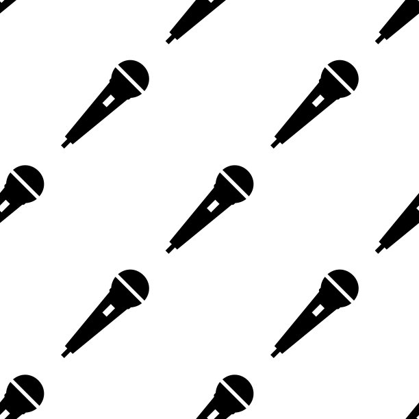 麦克风的轮廓出现在白色上。无缝模式。矢量图图片下载