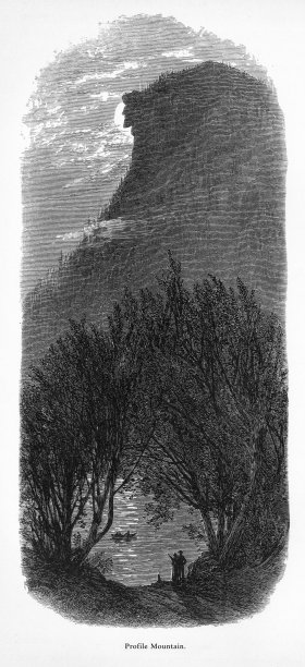 侧面山，白山，美国新罕布什尔州，美国维多利亚版画，1872年图片下载