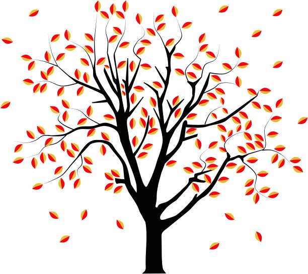 向量图像的一棵树在秋天与落叶图片下载