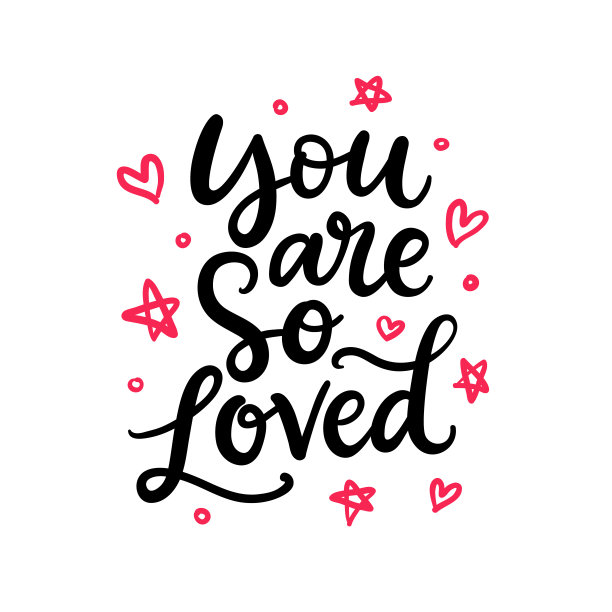 你是如此被爱。手写字母，孤立在白色图片下载