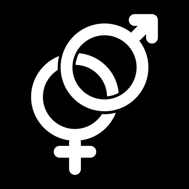 性符号简单矢量图标。黑白插图的性别符号。固体线性图标。图片下载