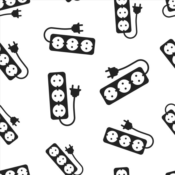 延长线无缝图案背景。商业平面矢量插图。电源插座符号图案。图片下载