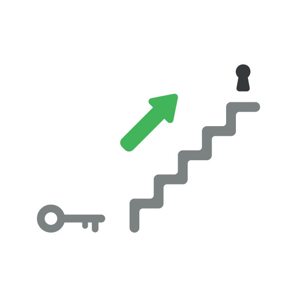 平面设计矢量概念的楼梯与钥匙孔和钥匙和箭头显示图片下载