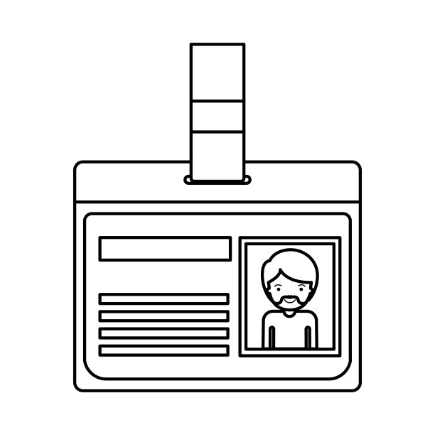 身份证与半身体男子图片与短头发和范戴克胡子在黑色剪影图片下载