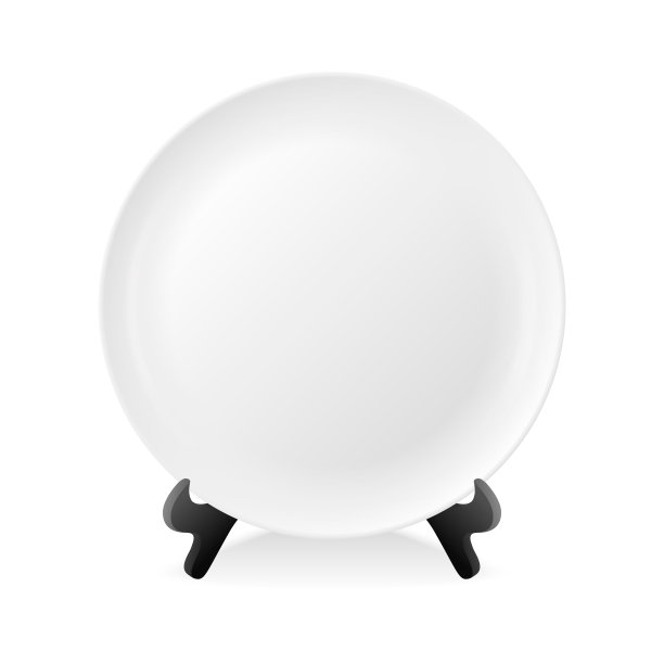 现实向量白色食物空盘子图标上的一个站近距离孤立。设计模板，模拟图形，打印等图片下载