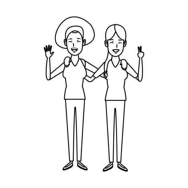 美丽快乐拥抱两个女孩休闲衣服图片下载