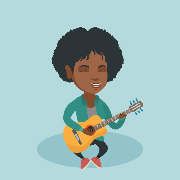 年轻的非洲女子在弹原声吉他图片下载