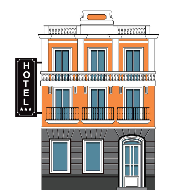 矢量轮廓图的酒店建筑素材图片