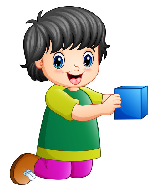 卡通女孩玩玩具方块图片下载