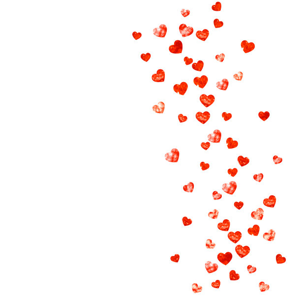 情人节的背景与粉色亮心。2月14日一天。矢量纸屑情人节背景模板。垃圾手工绘制纹理。素材图片