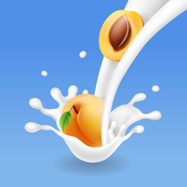杏奶流或酸奶喷溅逼真的3d插图图片下载
