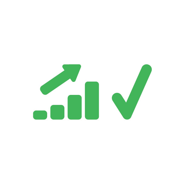 平面设计矢量概念的销售柱状图向上带检查标记图片下载