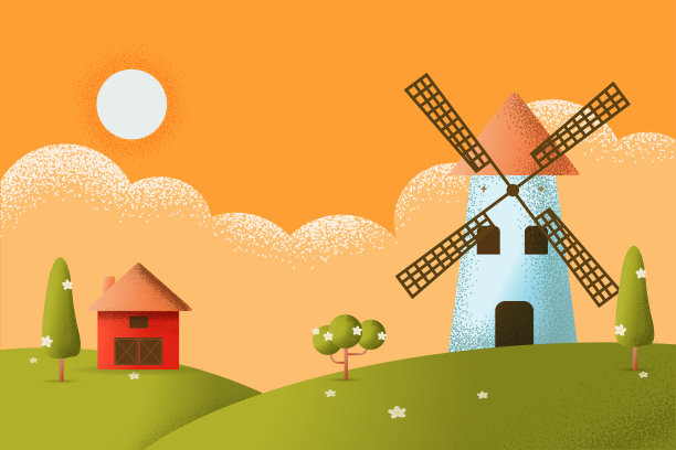 农场景观矢量纹理风格概念插图图片下载