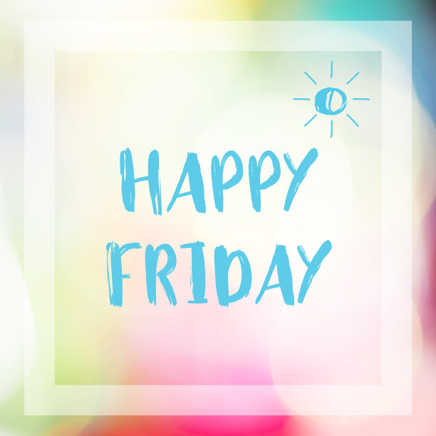 太阳和快乐星期五字母抽象模糊美丽的光彩色背景。图片下载