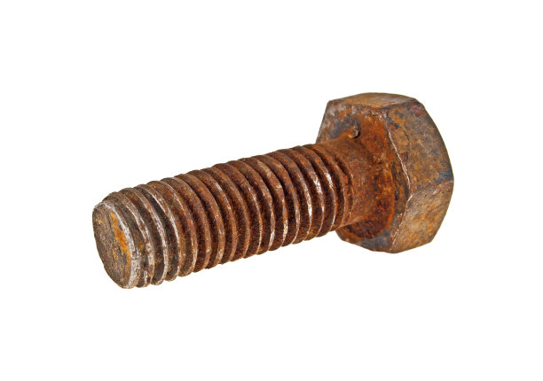 白色背景上的生锈螺栓特写图片下载