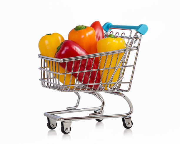 多色小辣椒手推车。图片下载