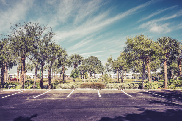 南佛罗里达的封闭式社区空停车场图片下载