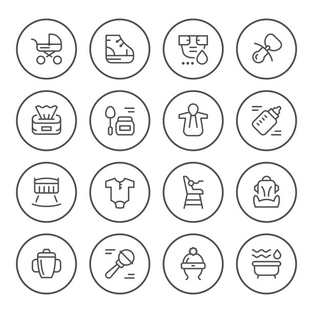 设置新生儿的圆形线条图标图片下载