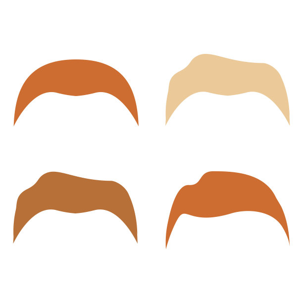 一套不同发型的男性头发的头部。图片下载