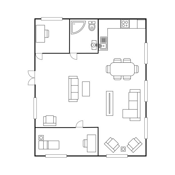 建筑规划与家具。房子的平面图,图片下载
