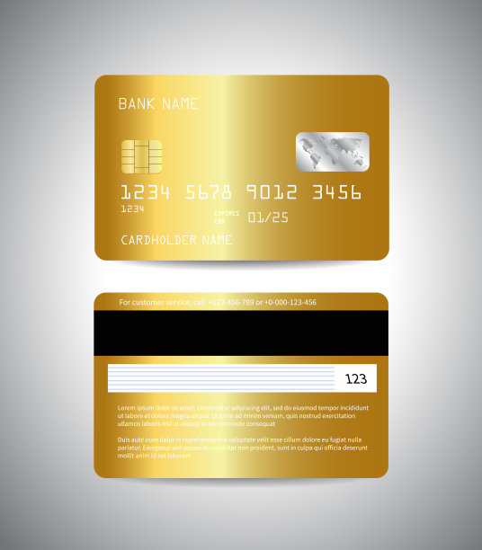 带有金色背景设计的信用卡图片下载