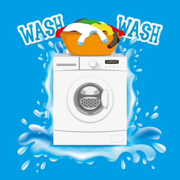 洗衣机和水飞溅。图片下载