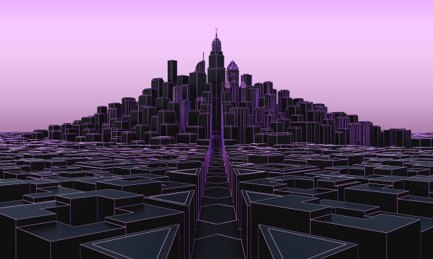 黑色的城市景观与摩天大楼图片下载