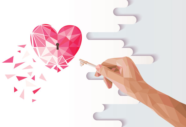 人手打开心扉的抽象多边形风格图片下载