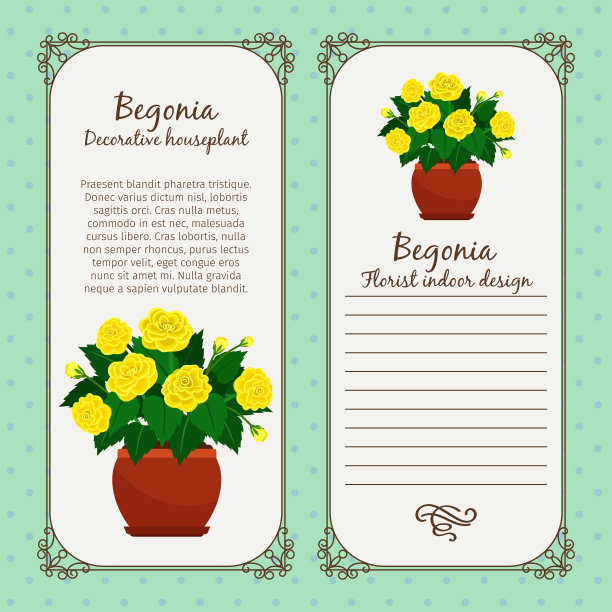 带有秋海棠植物的复古标签图片下载