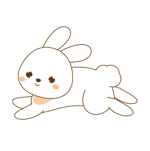 可爱的兔子。卡哇伊小兔子。白色的兔子跳。卡通动物角色的孩子，学步儿童和婴儿时尚图片下载