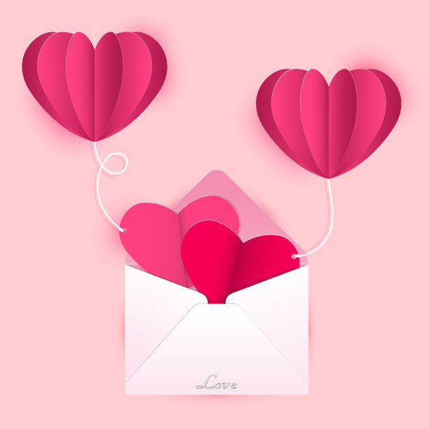 情书、卡片和气球图片下载