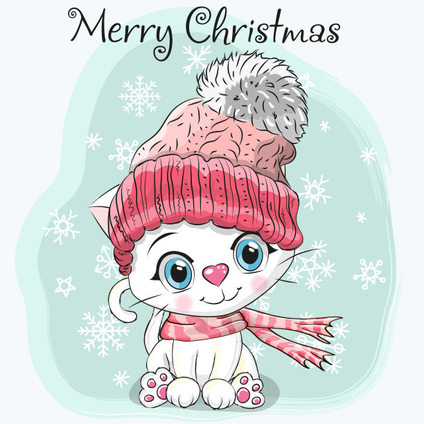 可爱的卡通小猫在一顶帽子图片下载