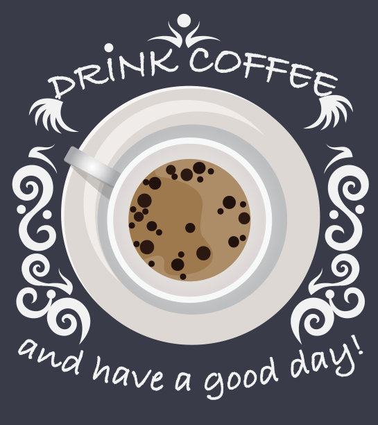 背景咖啡杯与字母喝咖啡和有一个美好的一天图片下载