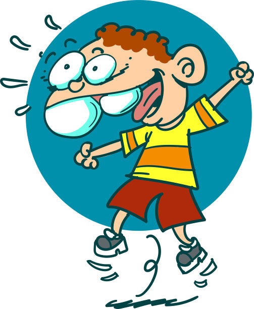 快乐的孩子跳跃卡通风格矢量插图图片下载