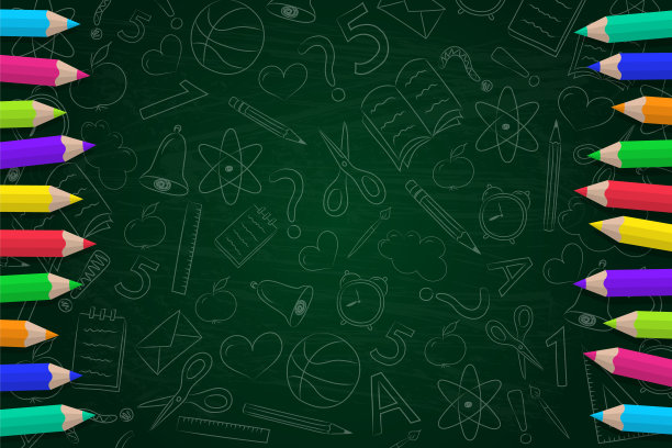 回到学校——有趣的涂鸦和彩色铅笔的背景。向量。图片下载