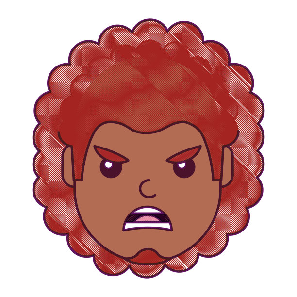 年轻人脸上卡通的愤怒表情图片下载