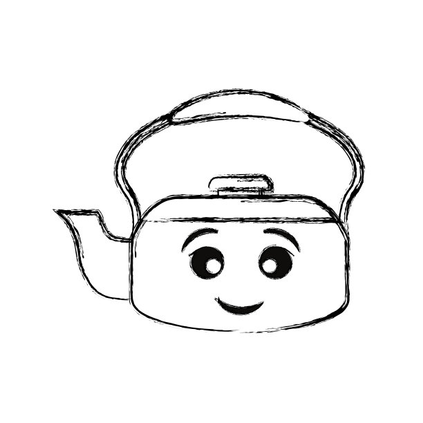 卡哇伊茶壶矢量插图图片下载