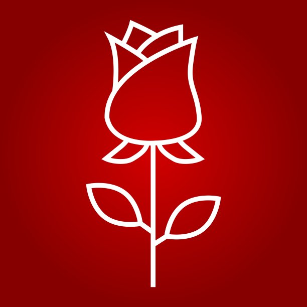 玫瑰花线图标，情人节和浪漫，爱情符号矢量图形，在红色背景上的线性模式，eps 10。图片下载