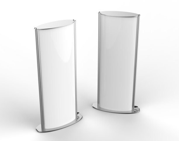 弯曲图腾海报灯光广告展示架。3 d渲染插图。图片下载