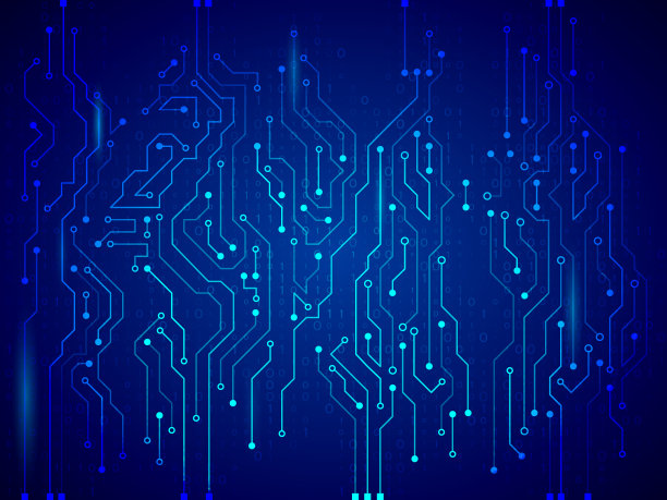 蓝色电路板矢量插图。图片下载