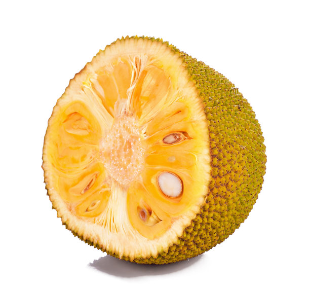 一半菠萝蜜在白色的背景素材图片