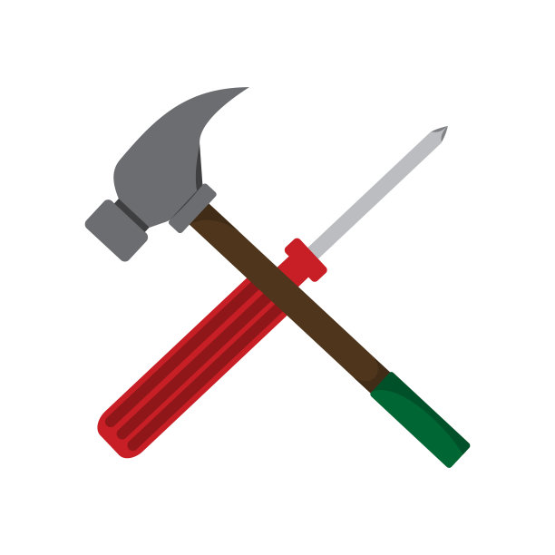 简单的螺丝刀锤十字绘图矢量插图图形图片下载