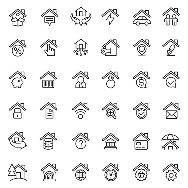房地产和家庭图标集图片下载
